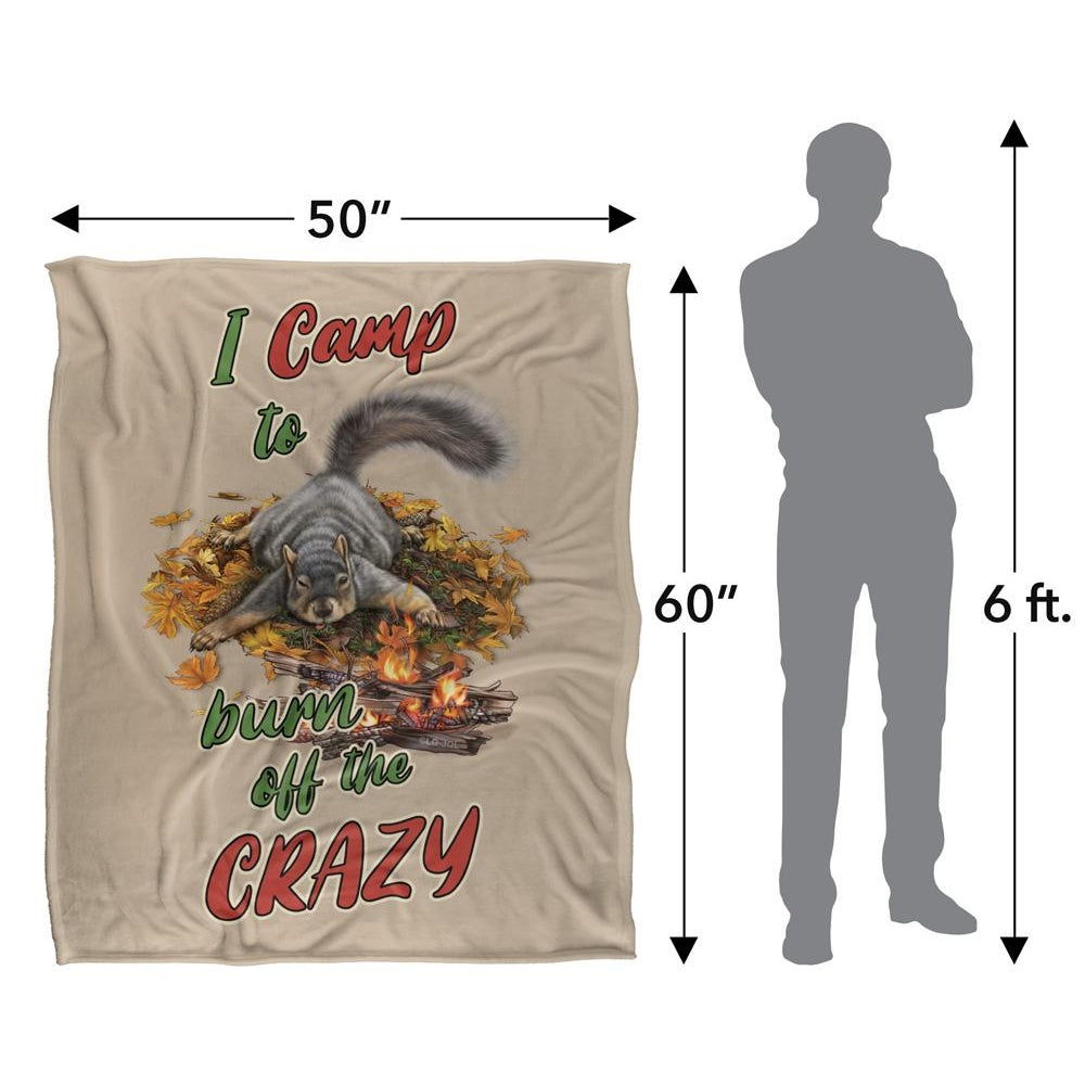 Multicoloured - Pack Shot - JQ Licensing James Piazza Crazy For Camping Silky Squirrel Supersoft Blanket