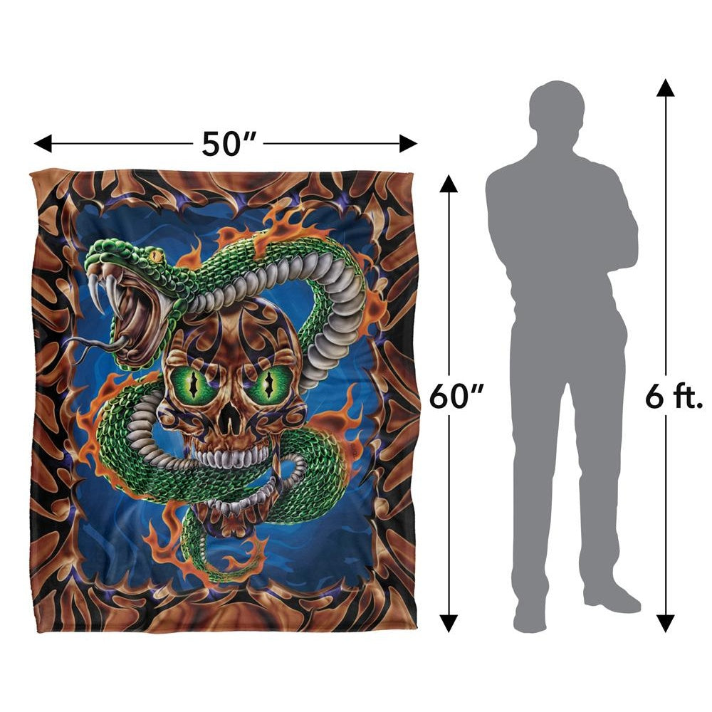 Multicoloured - Pack Shot - JQ Licensing James Piazza Silky Flaming Skull Supersoft Blanket
