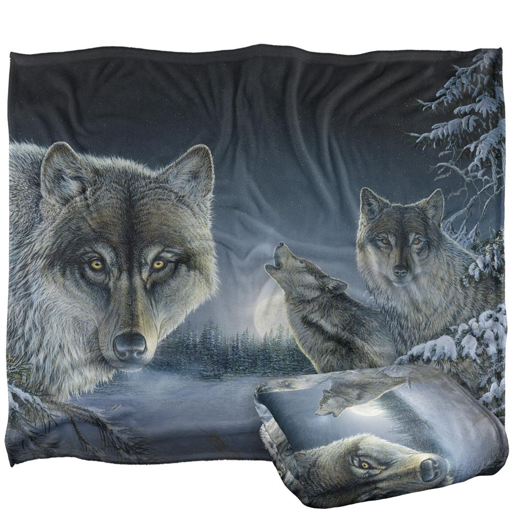 Black Blue - Back - Wild Wings Midnight Wolves 2 Silky Supersoft Blanket