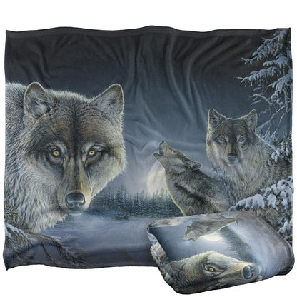Black Blue - Back - Wild Wings Midnight Wolves 2 Silky Supersoft Blanket