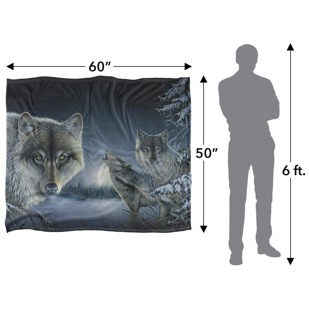 Black Blue - Pack Shot - Wild Wings Midnight Wolves 2 Silky Supersoft Blanket