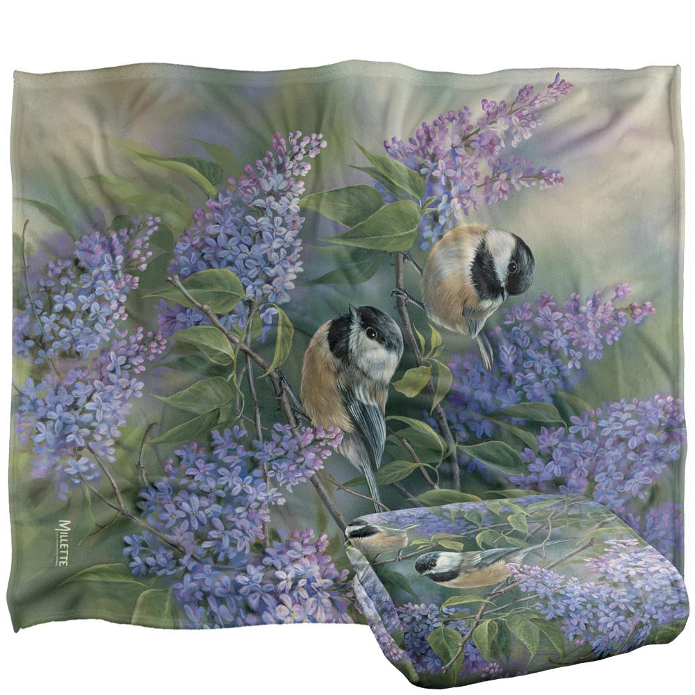 Lavender-Multicoloured - Back - Wild Wings Silky Chickadees Supersoft Blanket
