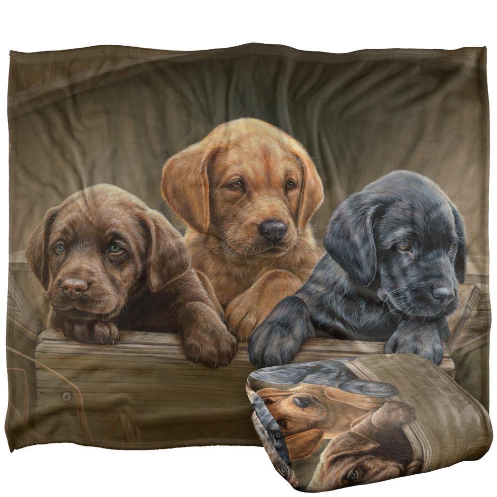 Brown-Black - Back - Wild Wings Silky Puppies Supersoft Blanket