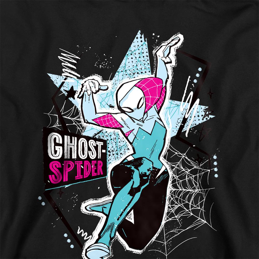 Black - Back - Spider-Man Childrens-Kids Ghost-Spider Web Pull Over Hoodie