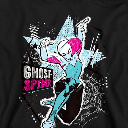 Athletic Heather - Back - Spider-Man Childrens-Kids Ghost-Spider Web Pull Over Hoodie