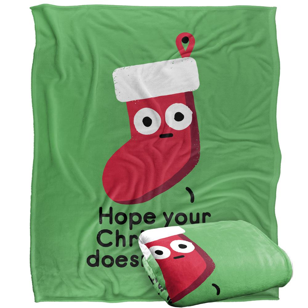 Green-Red-White - Back - David Olenick Happy Holidays And Stuff Silky Supersoft Blanket