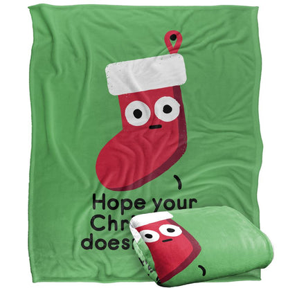 Green-Red-White - Back - David Olenick Happy Holidays And Stuff Silky Supersoft Blanket