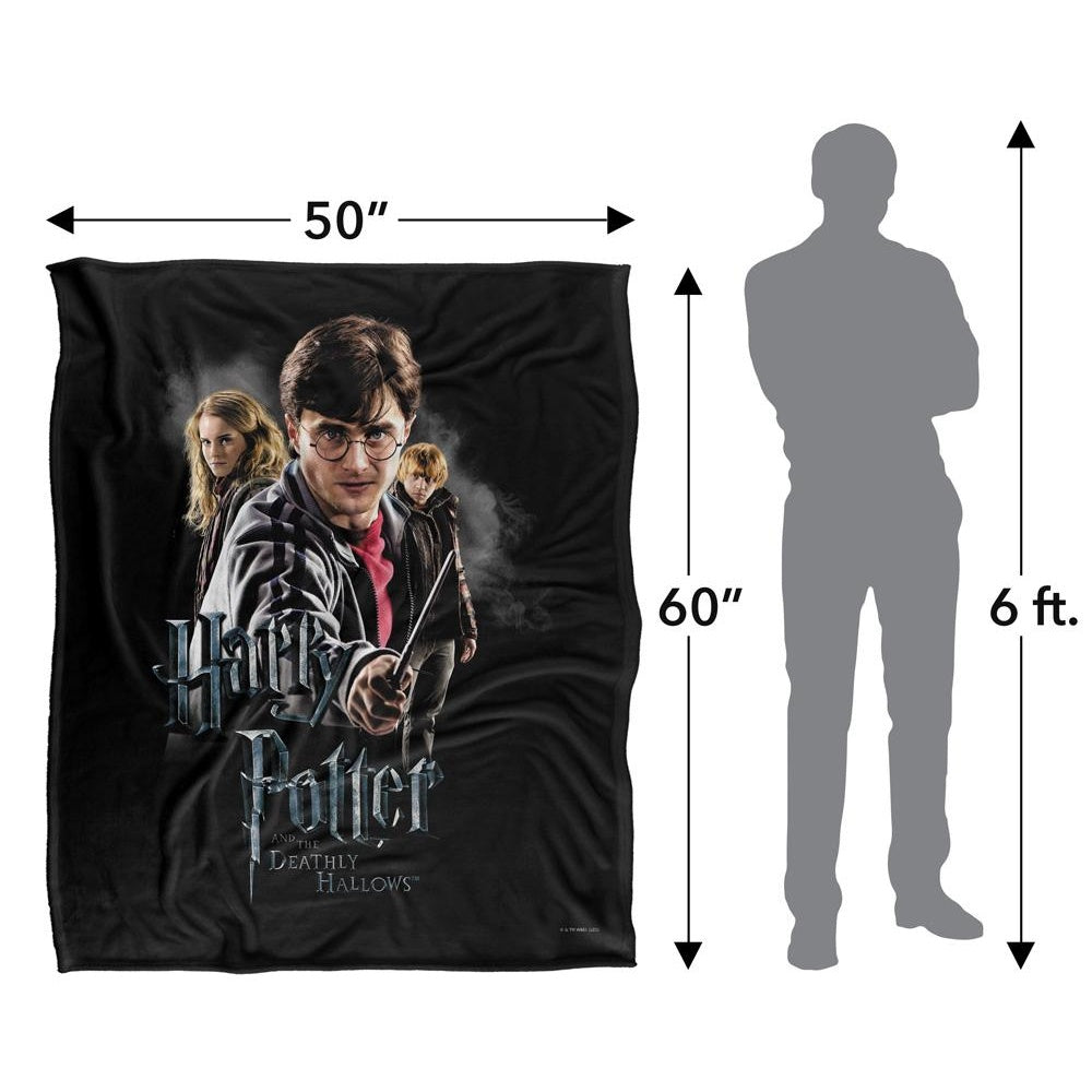 Black - Pack Shot - Harry Potter And The Deathly Hallows Silky Cast Supersoft Blanket