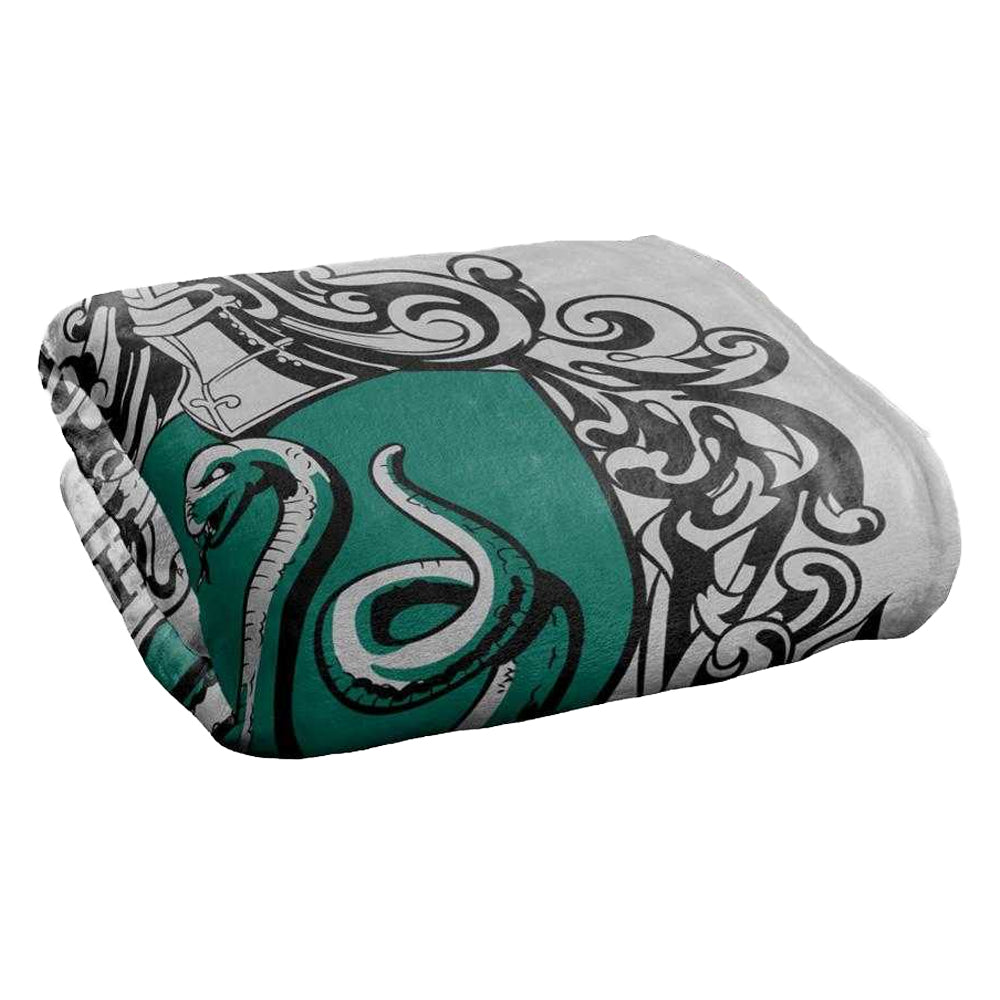 Grey - Back - Harry Potter Silky Slytherin Crest Supersoft Blanket