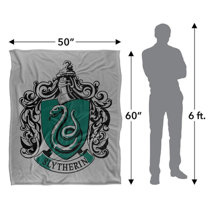 Grey - Lifestyle - Harry Potter Silky Slytherin Crest Supersoft Blanket