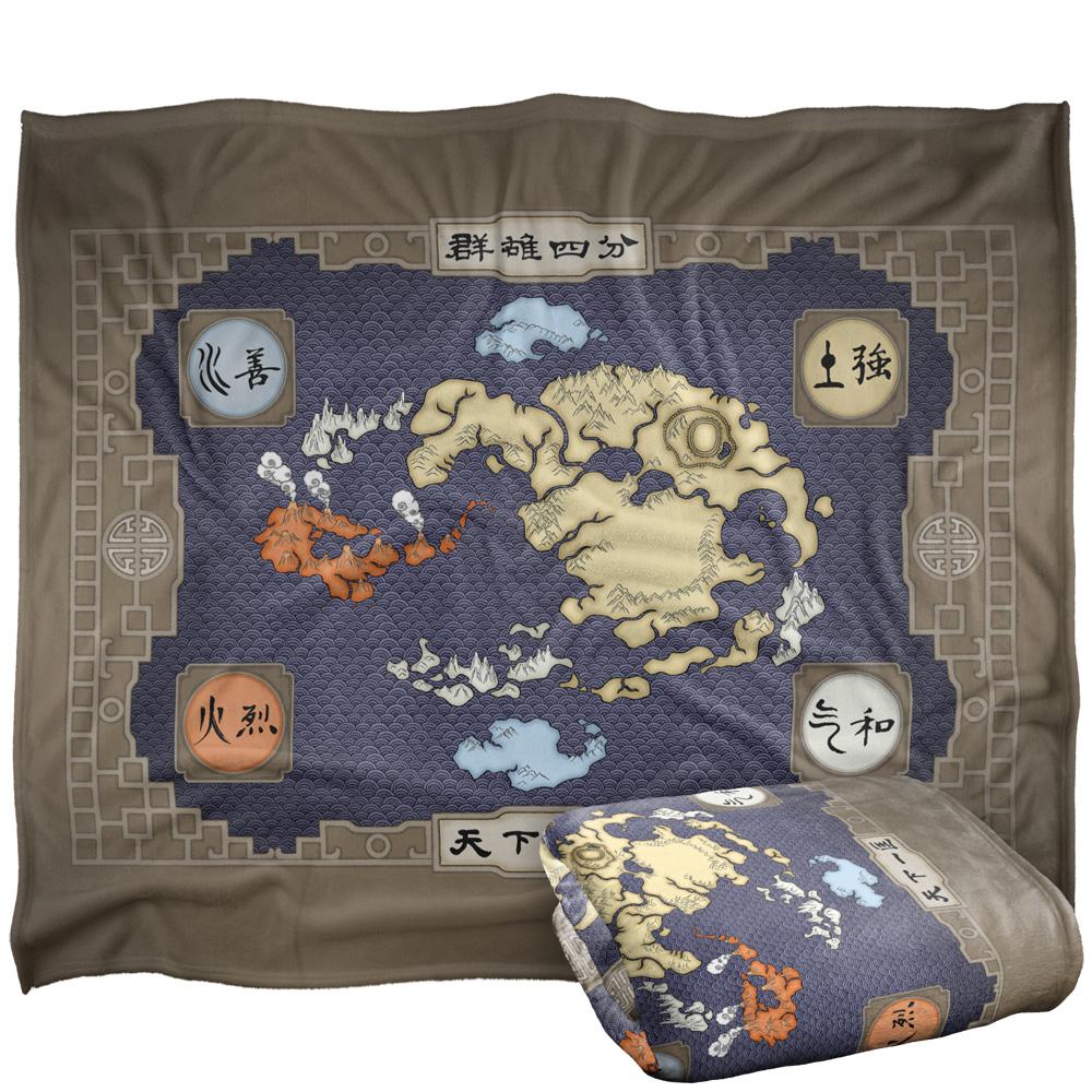 Brown-Multicoloured - Back - Avatar: The Last Airbender Silky Map Supersoft Blanket