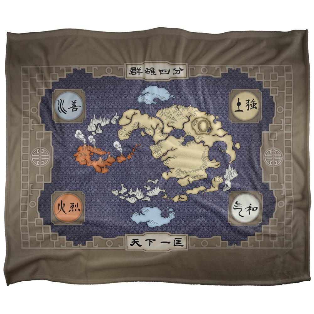 Brown-Multicoloured - Front - Avatar: The Last Airbender Silky Map Supersoft Blanket
