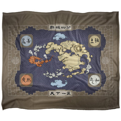 Brown-Multicoloured - Front - Avatar: The Last Airbender Silky Map Supersoft Blanket