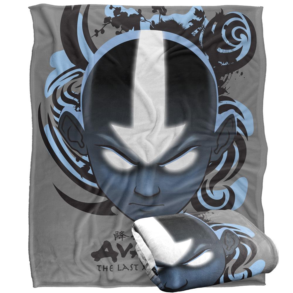 Grey-Blue-Black - Back - Avatar: The Last Airbender Silky Kanji Supersoft Blanket