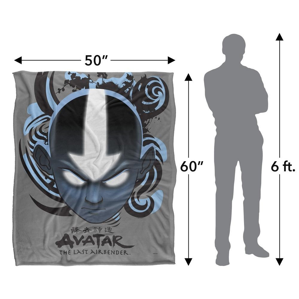 Grey-Blue-Black - Pack Shot - Avatar: The Last Airbender Silky Kanji Supersoft Blanket