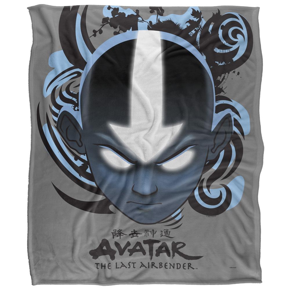 Grey-Blue-Black - Front - Avatar: The Last Airbender Silky Kanji Supersoft Blanket