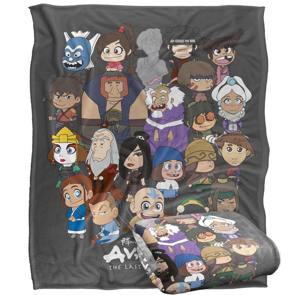 Multicoloured - Back - Avatar: The Last Airbender Silky Chibi Group Supersoft Blanket