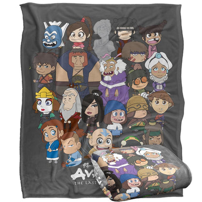 Multicoloured - Back - Avatar: The Last Airbender Silky Chibi Group Supersoft Blanket
