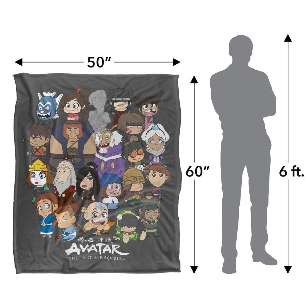 Multicoloured - Pack Shot - Avatar: The Last Airbender Silky Chibi Group Supersoft Blanket