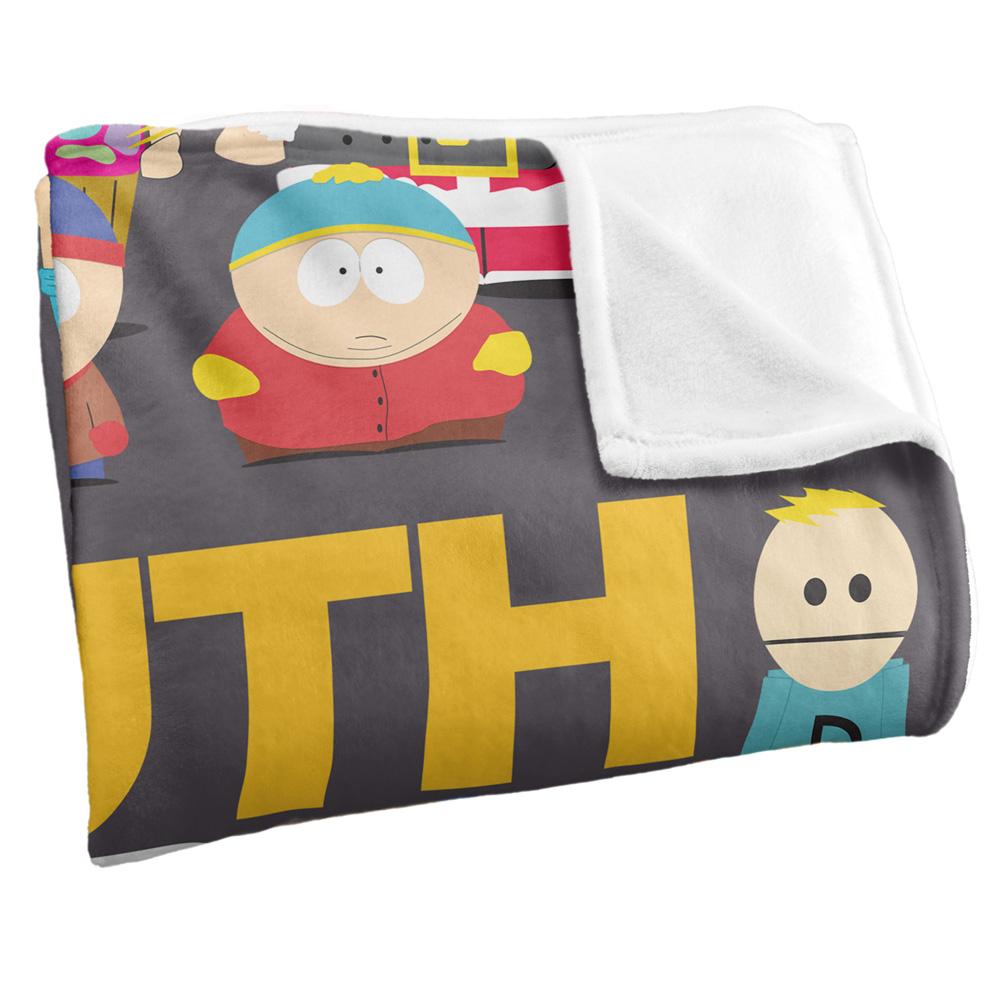 Grey-Multicoloured - Side - South Park Full Cast Silky Supersoft Blanket