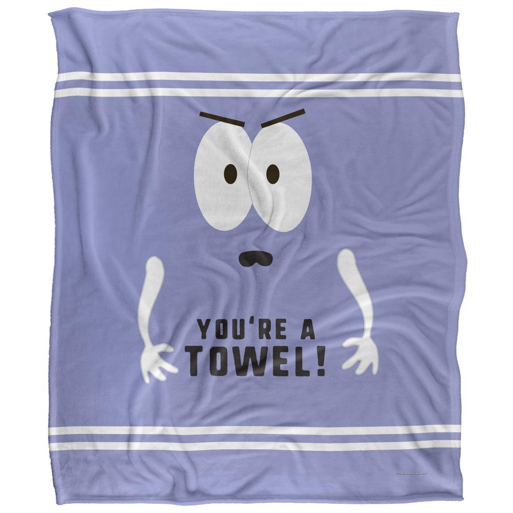 Lavender-Black-White - Front - South Park You´re A Towel Silky Towelie Supersoft Blanket