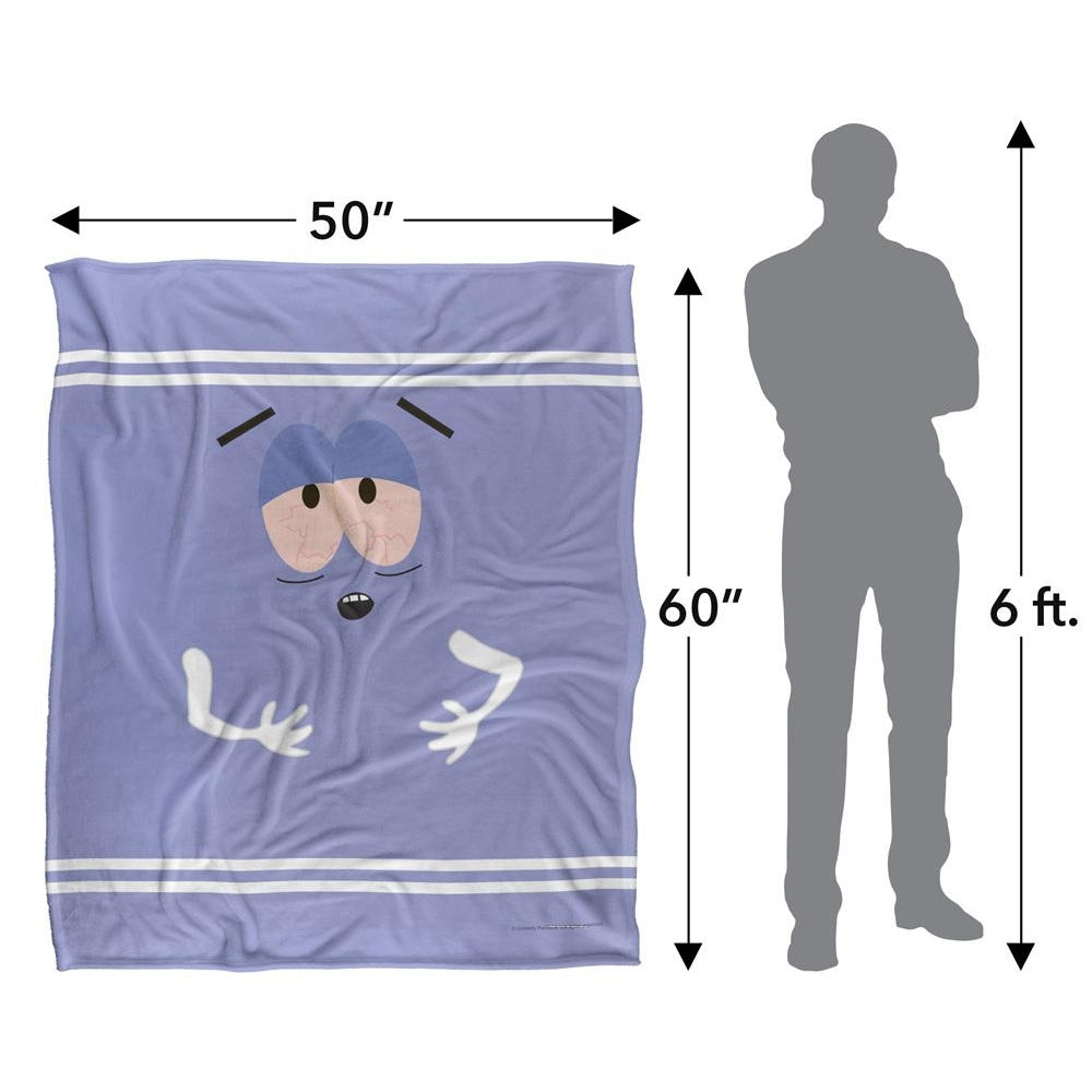 Lavender-White - Pack Shot - South Park Queasy Silky Towelie Supersoft Blanket