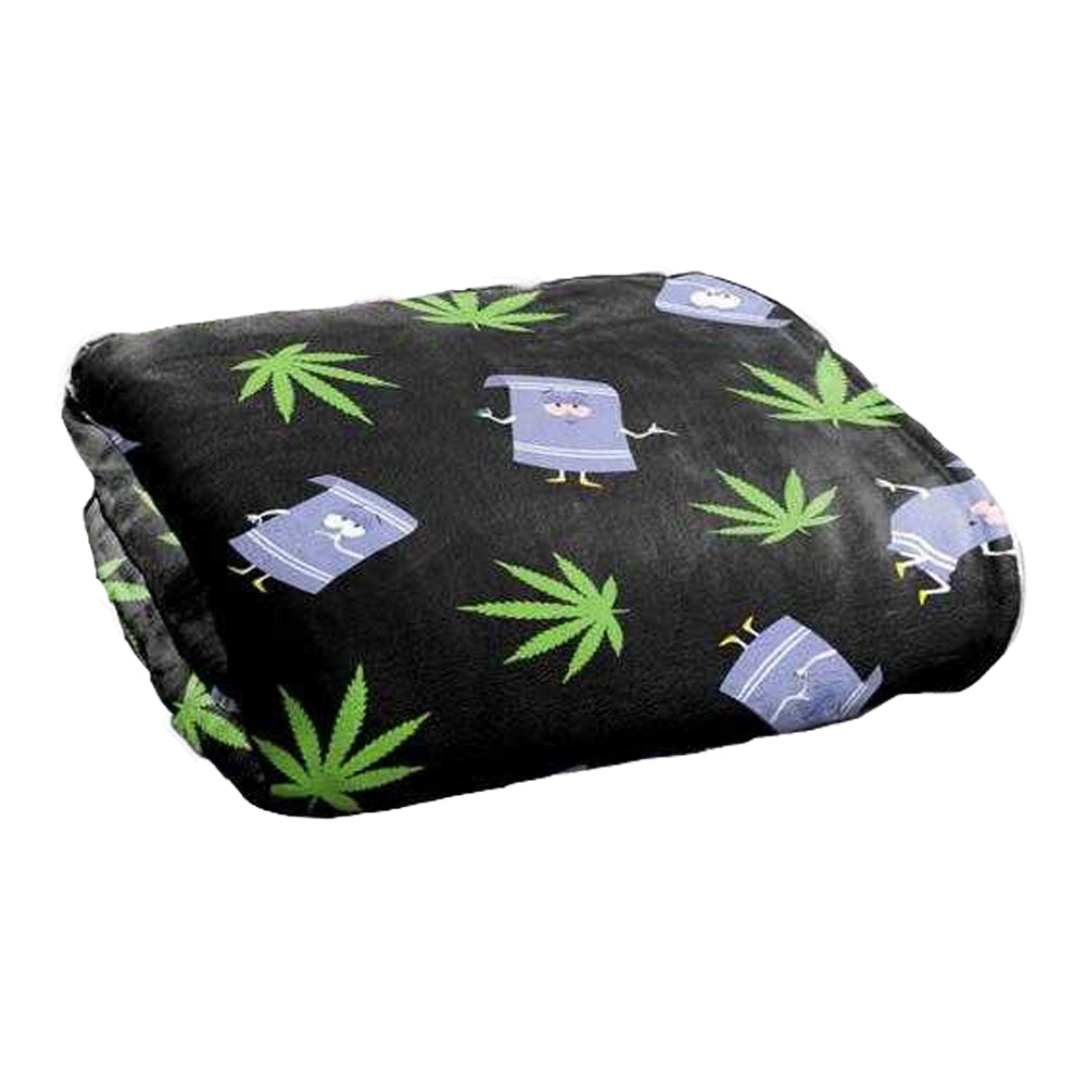 Black-Lavender-Green - Back - South Park Silky Patterned Towelie Supersoft Blanket