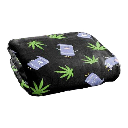 Black-Lavender-Green - Back - South Park Silky Patterned Towelie Supersoft Blanket
