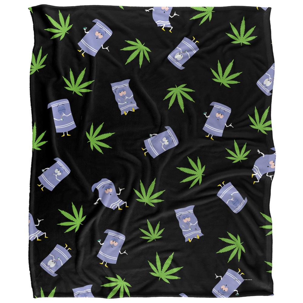 Black-Lavender-Green - Front - South Park Silky Patterned Towelie Supersoft Blanket