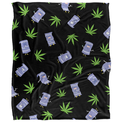 Black-Lavender-Green - Front - South Park Silky Patterned Towelie Supersoft Blanket