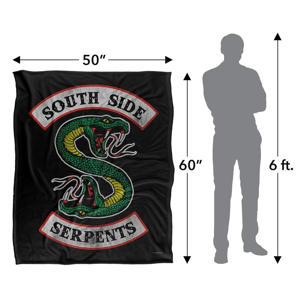 Black-Green-White - Pack Shot - Riverdale Silky South Side Serpents Supersoft Blanket