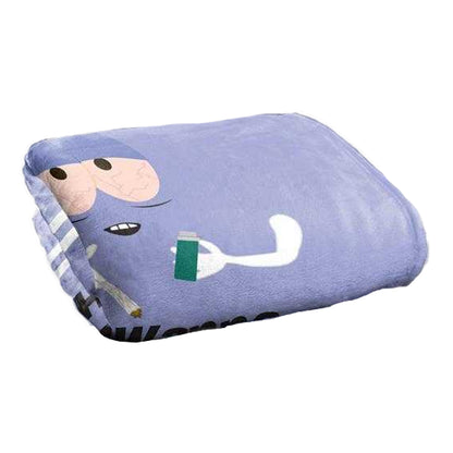 Lavender-Black-White - Back - South Park Wanna Get High Silky Towelie Supersoft Blanket