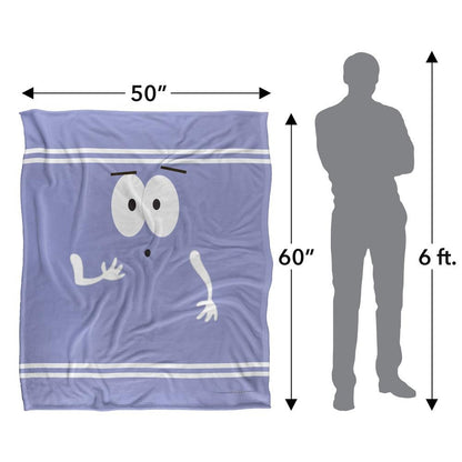 Lavender-White-Black - Lifestyle - South Park Silky Surprised Towelie Supersoft Blanket