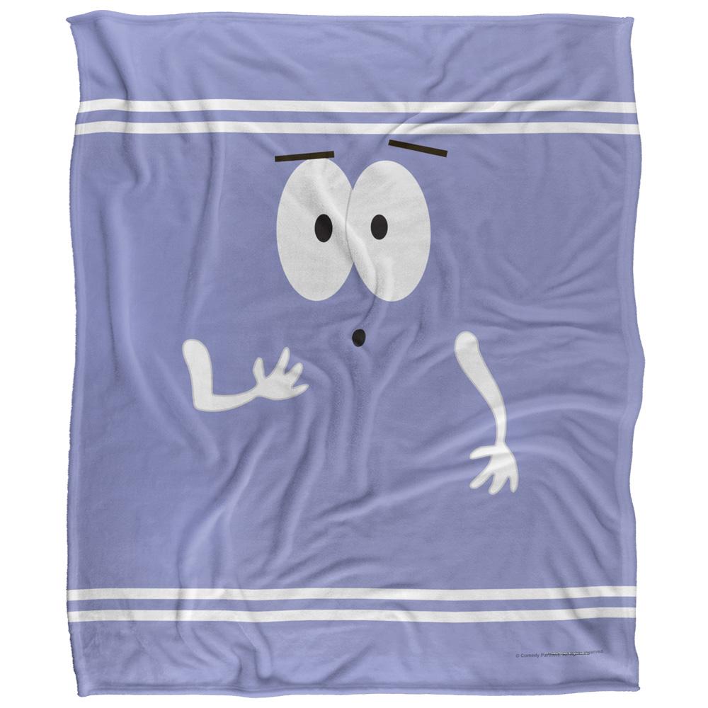 Lavender-White-Black - Front - South Park Silky Surprised Towelie Supersoft Blanket
