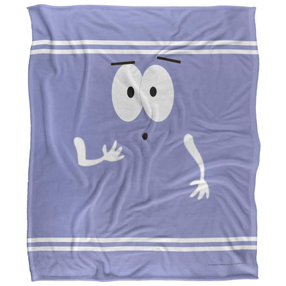 Lavender-White-Black - Front - South Park Silky Surprised Towelie Supersoft Blanket