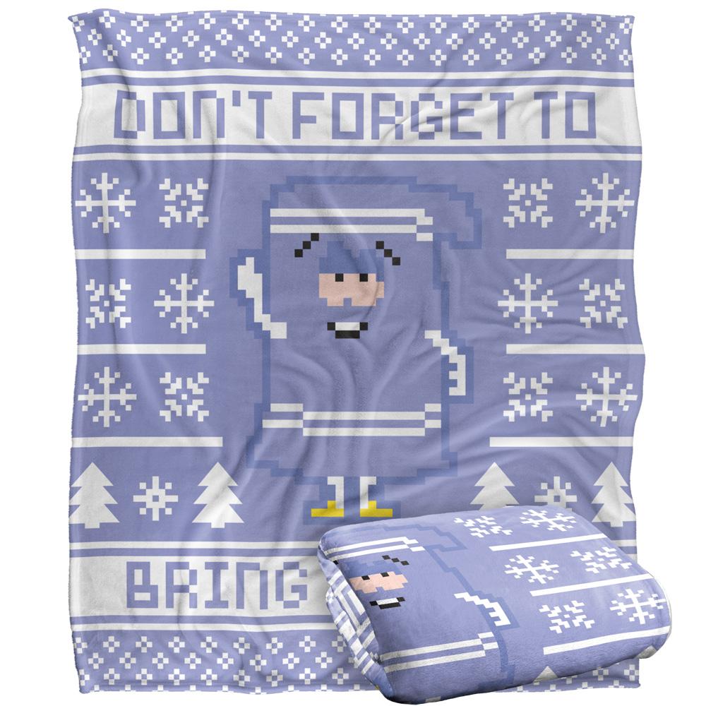 Lavender-White - Back - South Park Silky Christmas Sweater Towelie Blanket