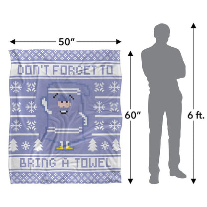 Lavender-White - Pack Shot - South Park Silky Christmas Sweater Towelie Blanket