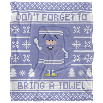 Lavender-White - Front - South Park Silky Christmas Sweater Towelie Blanket