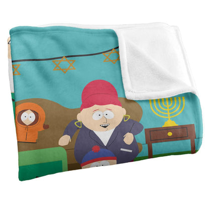 Blue-Green - Side - South Park Silky Kyle Hanukkah Supersoft Blanket