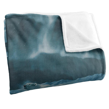 Blue-White - Side - Wild Wings Polar Night Light 2 Silky Supersoft Blanket