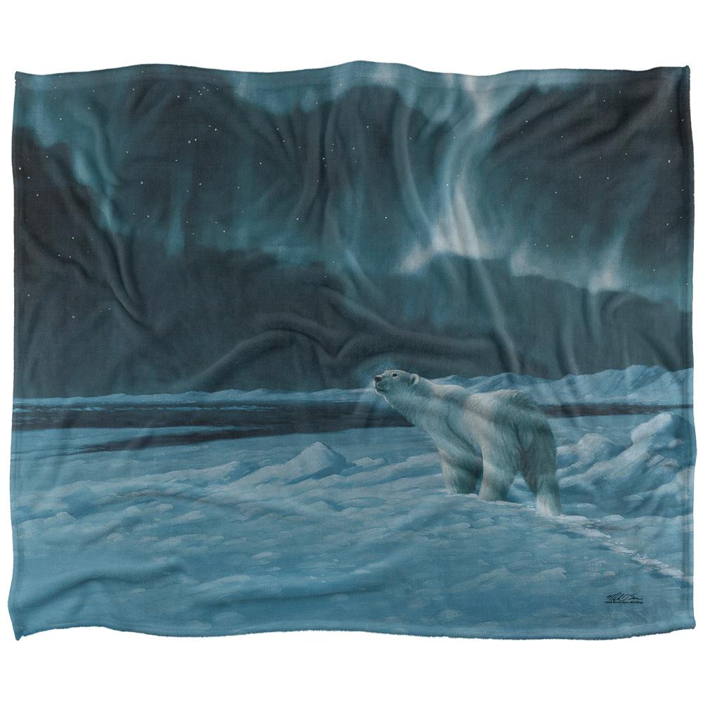 Blue-White - Front - Wild Wings Polar Night Light 2 Silky Supersoft Blanket