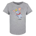 Heather Grey - Front - Dumbo Womens-Ladies Happy Cotton T-Shirt