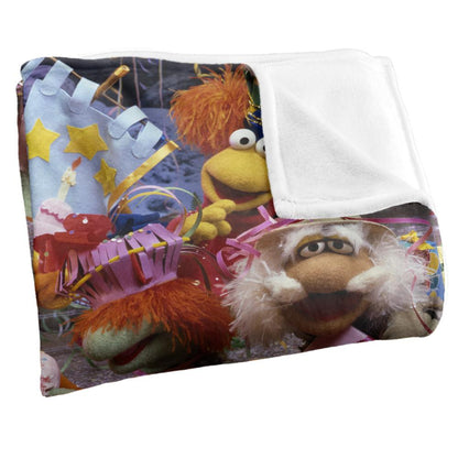 Multicoloured - Side - Fraggle Rock Silky Gobo Fraggle 40th Birthday Supersoft Blanket