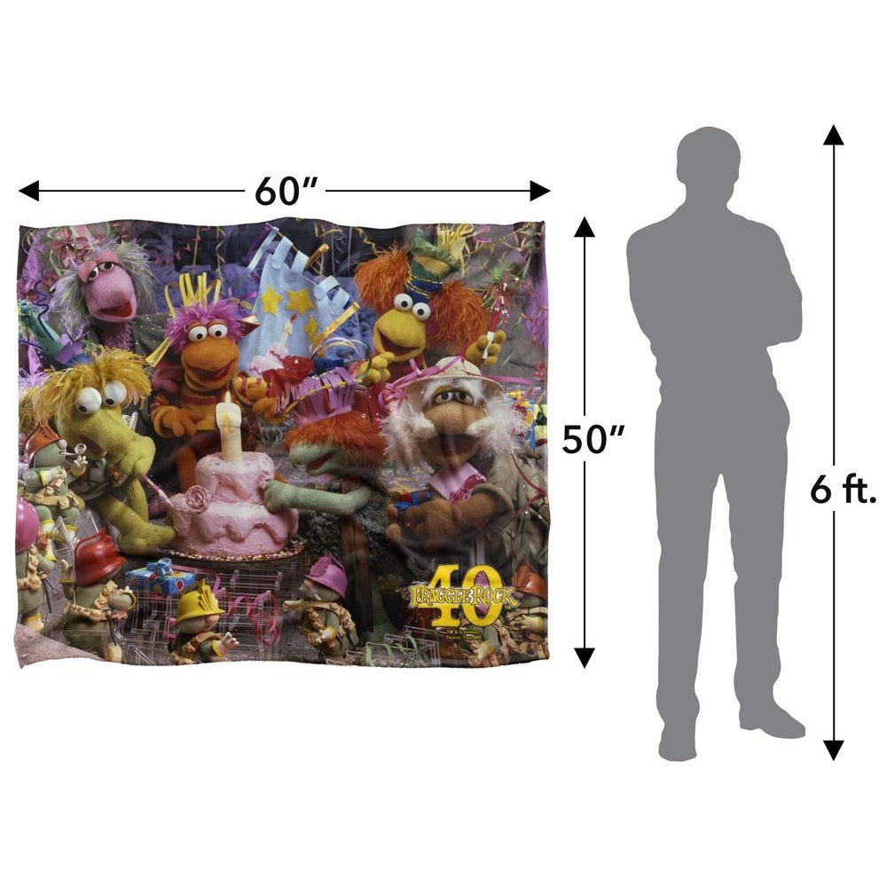 Multicoloured - Pack Shot - Fraggle Rock Silky Gobo Fraggle 40th Birthday Supersoft Blanket