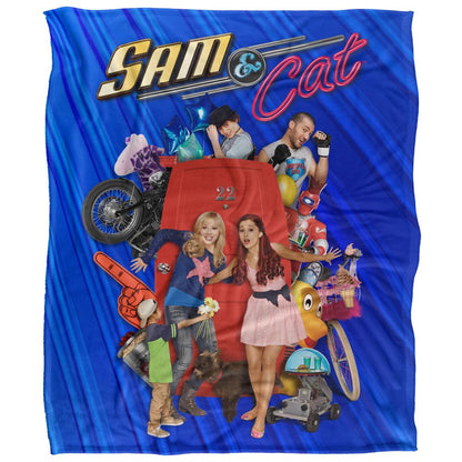 Multicoloured - Front - Sam & Cat Silky Shower Poster Supersoft Blanket