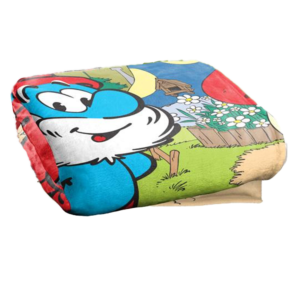 Blue-Red-Multicoloured - Back - The Smurfs Silky Papa Smurf Supersoft Blanket