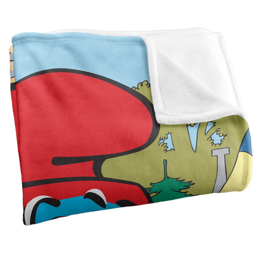 Blue-Red-Multicoloured - Side - The Smurfs Silky Papa Smurf Supersoft Blanket