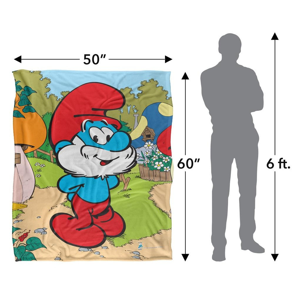 Blue-Red-Multicoloured - Pack Shot - The Smurfs Silky Papa Smurf Supersoft Blanket