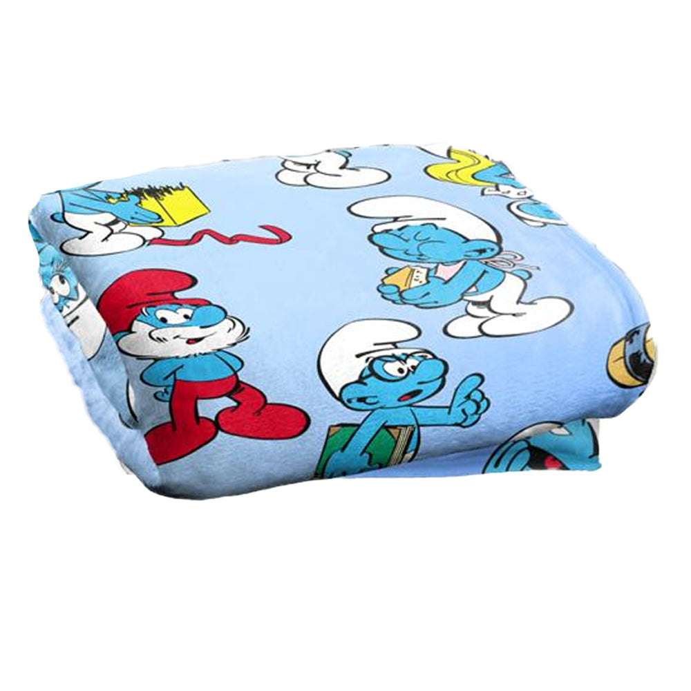 Blue-White-Red - Back - The Smurfs Silky All-Over Print Supersoft Blanket