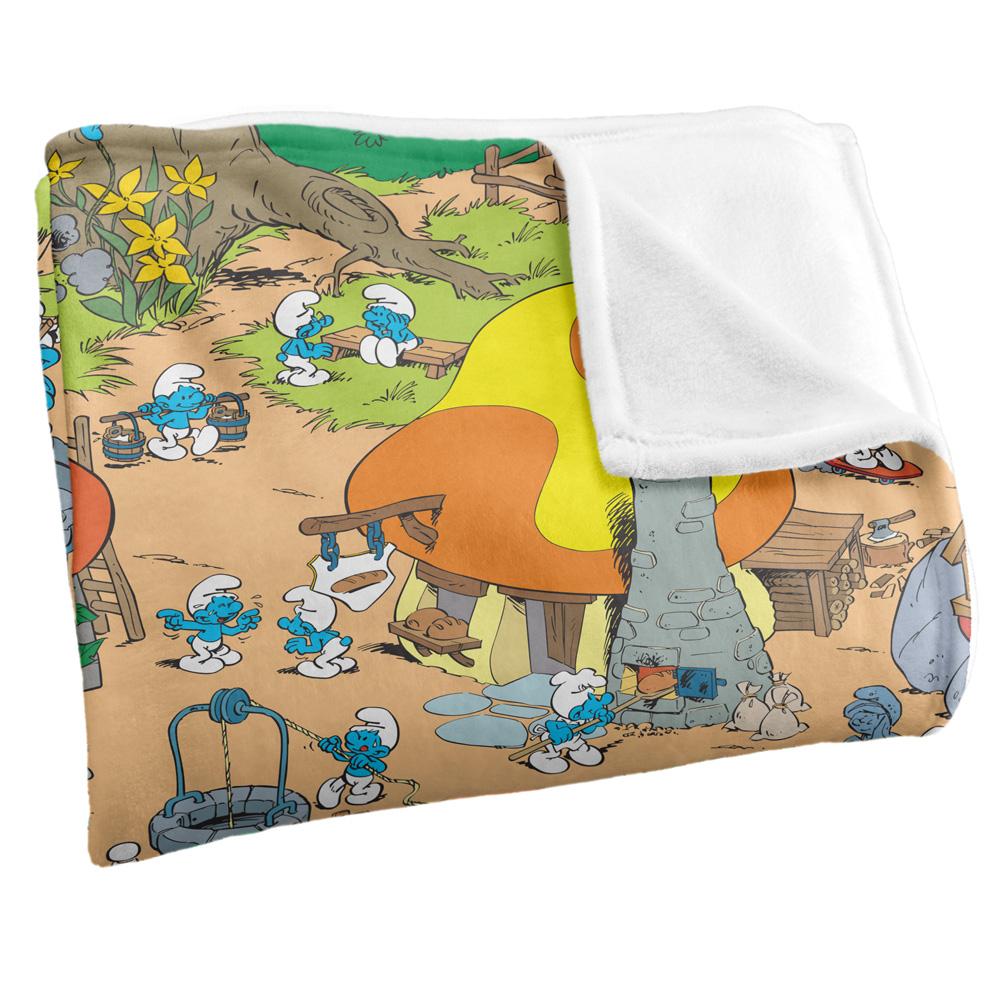 Multicoloured - Side - The Smurfs Silky Village Supersoft Blanket